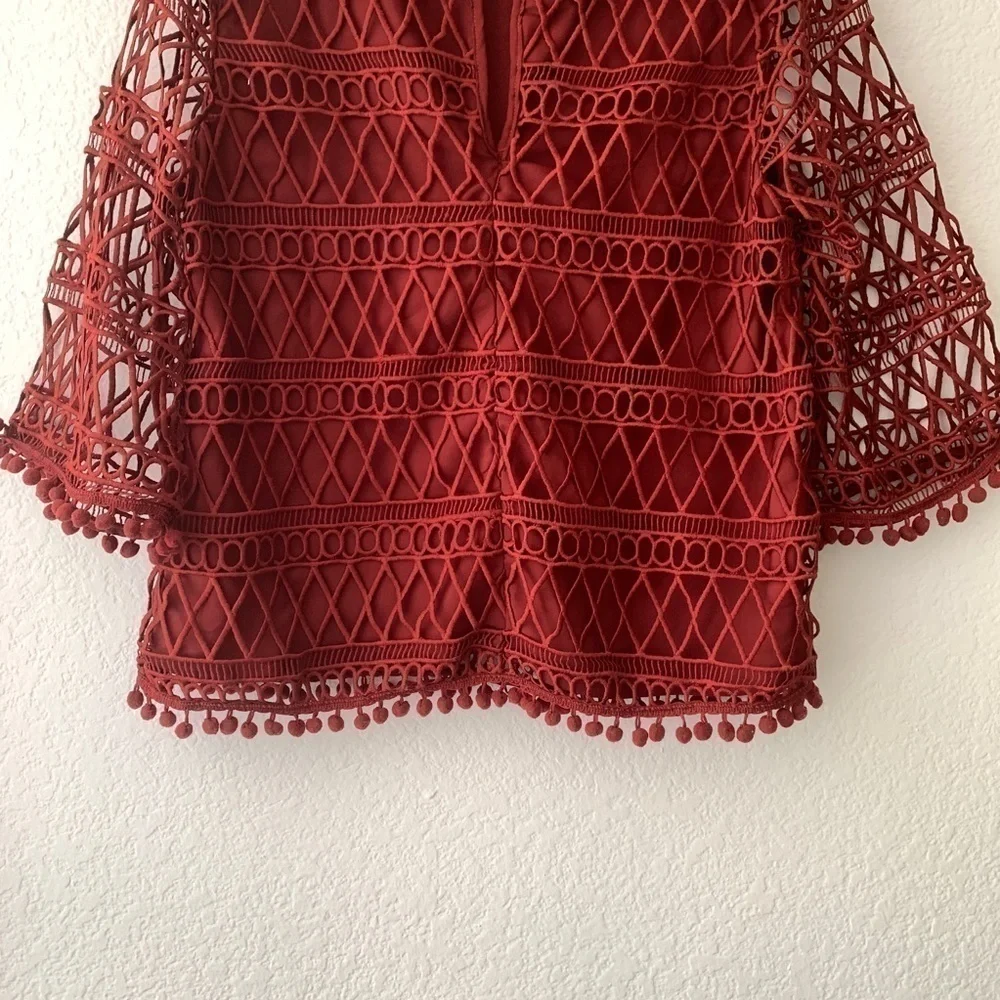 Tularosa Cannes Crochet Lace Long Sleeve Top